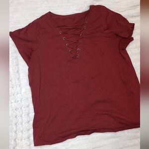 Cotton Ladder Front Classic Sbort Sleeve Tee Burnt Orange Heritage By Torrid